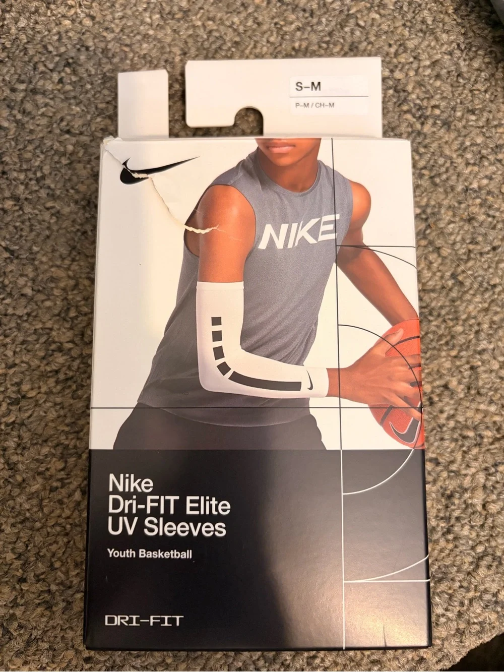 Nike White Dri-FIT Arm Sleeve with Black Stripe Accents